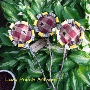 Rustic Primitive Sunflower Poke Sticks Flowers Set